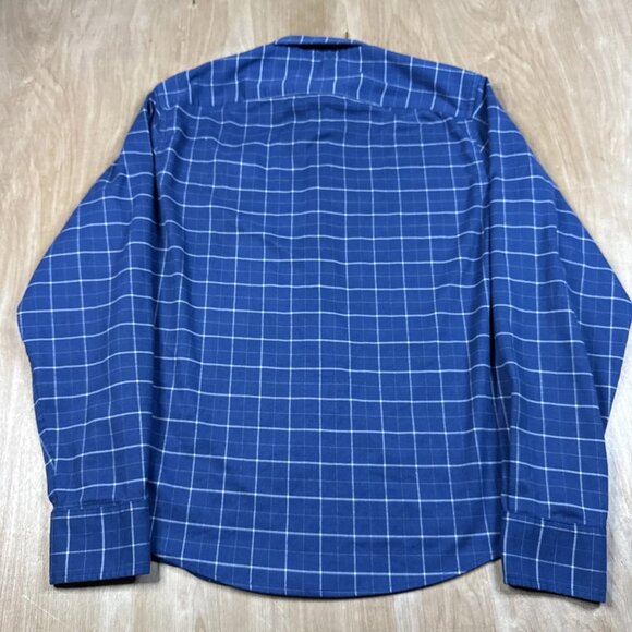 Untuckit Mens Blue Plaid Long Sleeve Button Up Shirt Size Medium - Picture 6 of 6